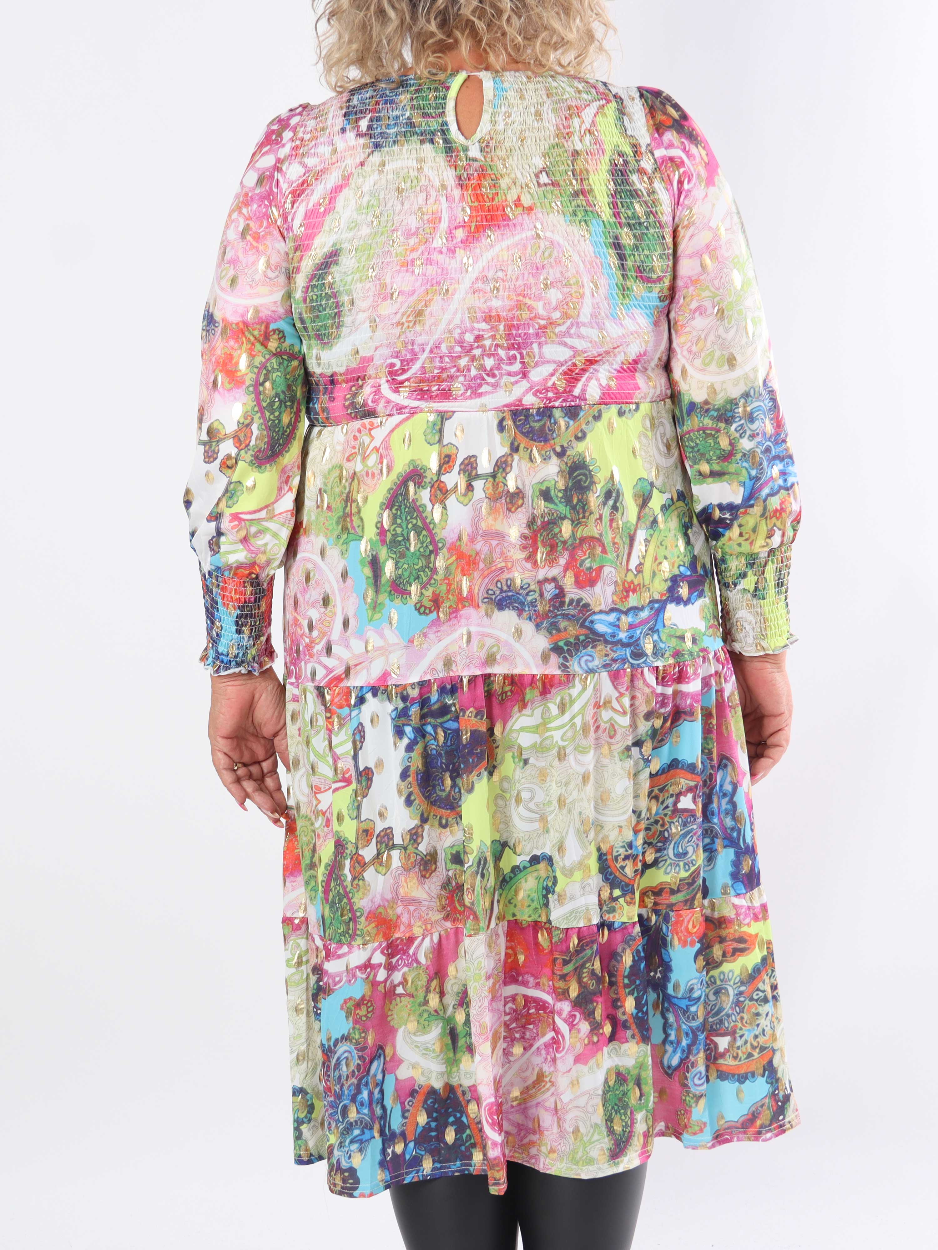 Kelly Elements Long - Elastisk plus size kjole med smock henover brystet